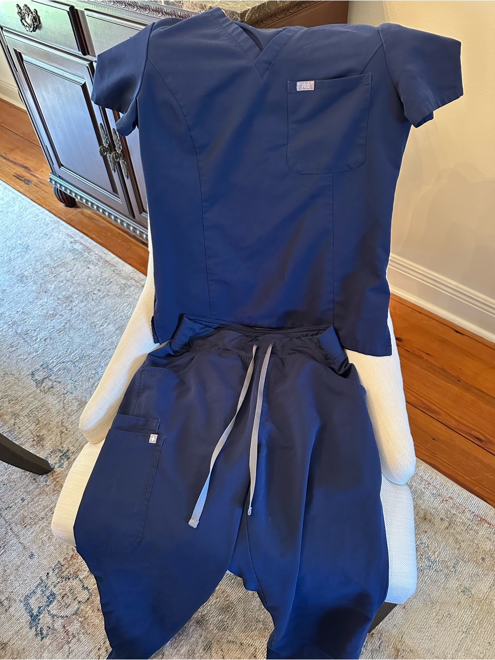 Figs Navy Scrub Top